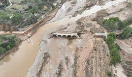 El puente de la Fallereta, en Turís, arrasado por la dana.
