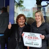 Dos ganadores de un premio millonario de lotería. Imagen de archivo.