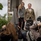 El letrado José María Corbín a la salida de la Ciudad de la Justicia.