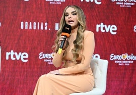 Melody, ese lunes en la rueda de prensa.