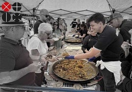 Degustación de una de las paellas cocinadas en Guadalajara.