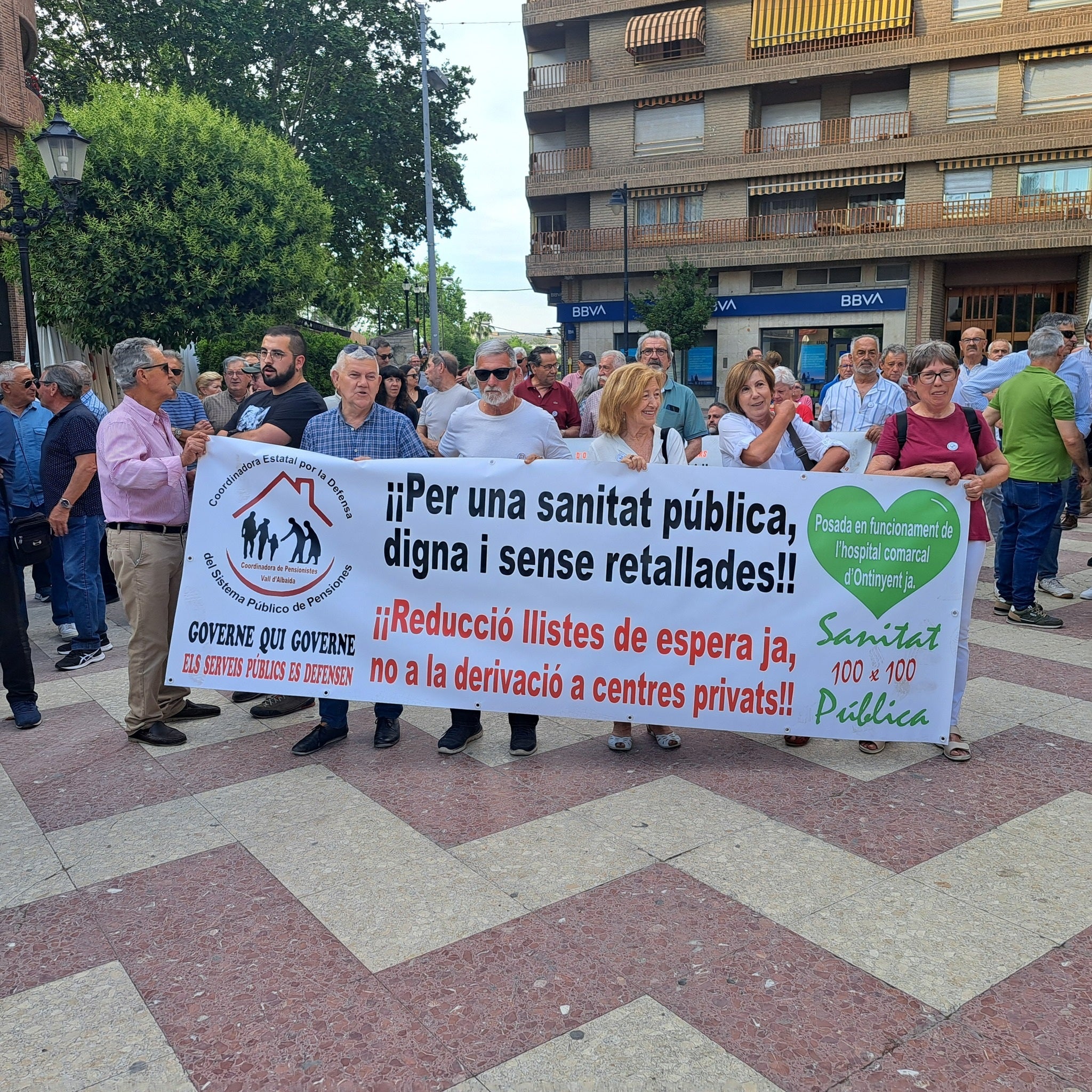 Manifestación de la Coordinadora de Pensionistas de la Vall d'Albaida en Ontinyent.