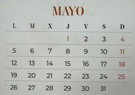 Calendario de marzo.