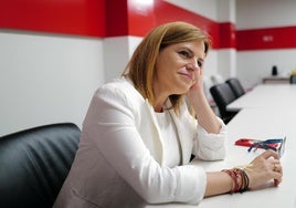 La delegada del Gobierno, Pilar Bernabé, en la sede del PSPV.