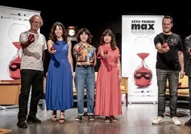 Juan Luis Mira, Alma García, Elsa Moreno, Aina Gimeno, Sergi Heredia y el director de SGAE de la Comunidad Valenciana, Álvaro Oltra.