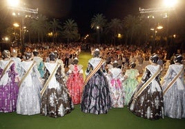 Preselecciones falleras ante el Palau de la Música, en una imagen de archivo.