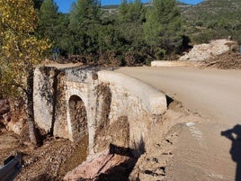 Uno de los puentes dañados en la CV-395.