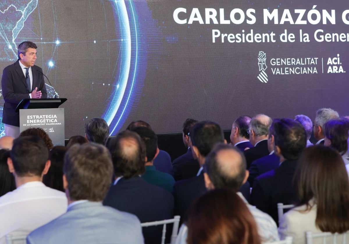 Carlos Mazón, durante la presentación de la Estrategia Energética de la Generalitat.