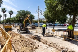 Zona en obras del paseo de la Alameda.