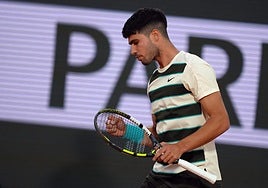 Alcaraz, en su partido con Paul.