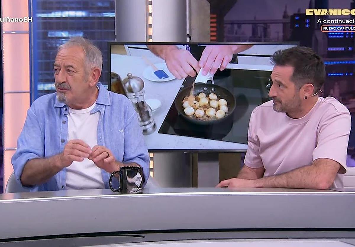 Arguiñano, junto a su hijo, este jueves en 'E Hormiguero'.