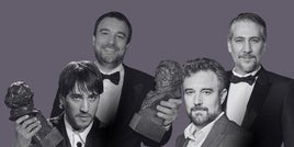Los ganadores del Goya Esteban Crespo y Alberto Ammann, entre el jurado de Benissa en Corto