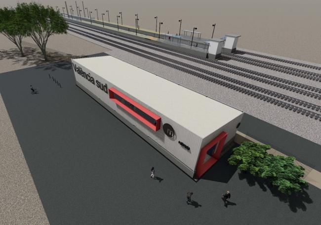 Recreación de la estación de València Sud, donde habrá una oficina de atención al cliente.