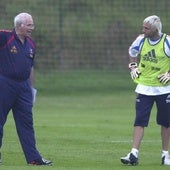 Cañizares y Aragonés, en un entrenamiento.