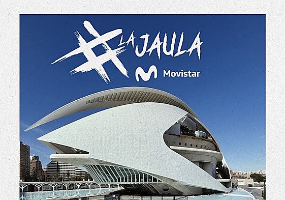 Figuración de la pista de La Jaula 3x3 sobre el lago de la Ciudad de Las Artes y las Ciencias.