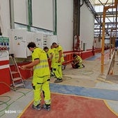 Trabajos de remodelación de la estación de Valencia Sud este viernes.