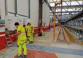 Trabajos de remodelación de la estación de Valencia Sud este viernes.