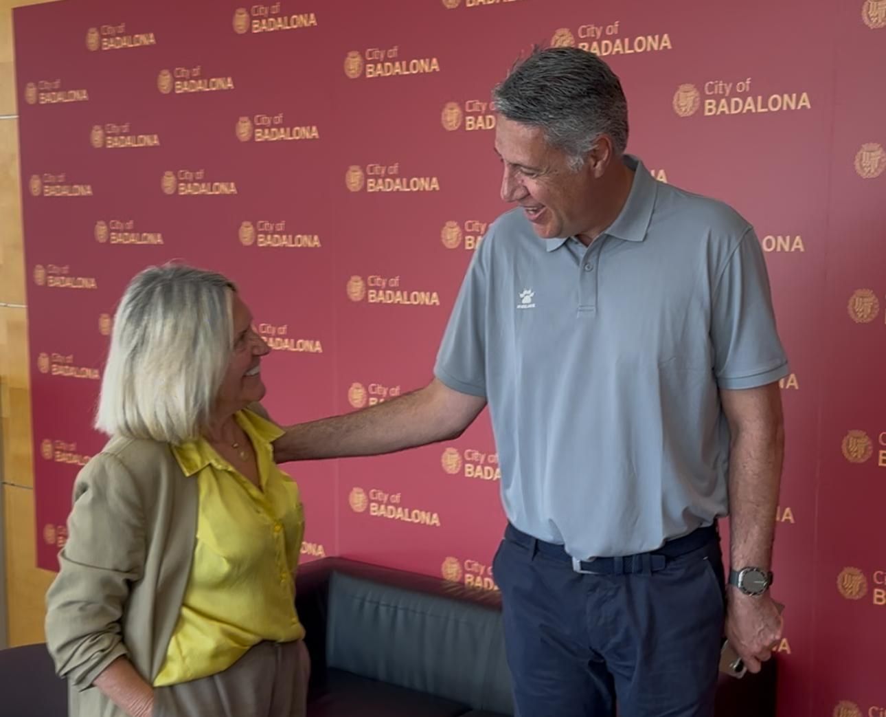 Elia Verdevío y Xavier García Albiol en Badalona.
