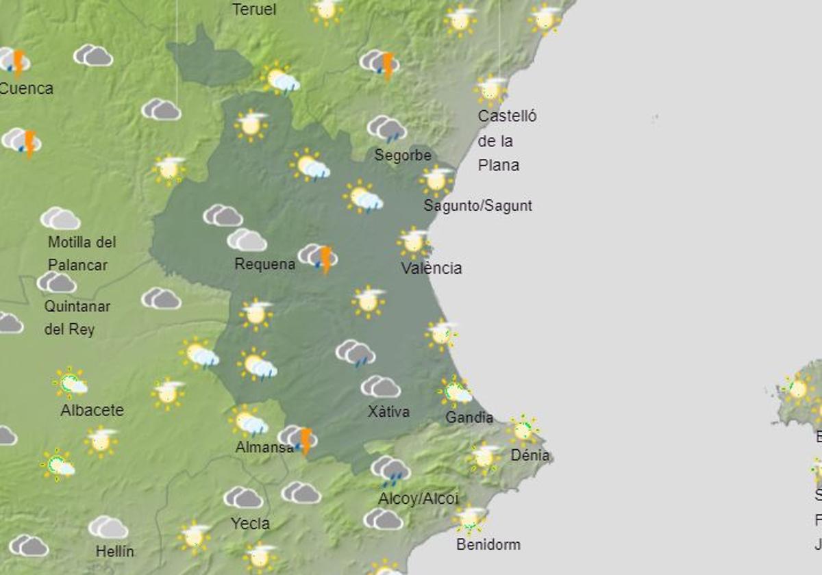 Previsión de lluvias el martes por la tarde.