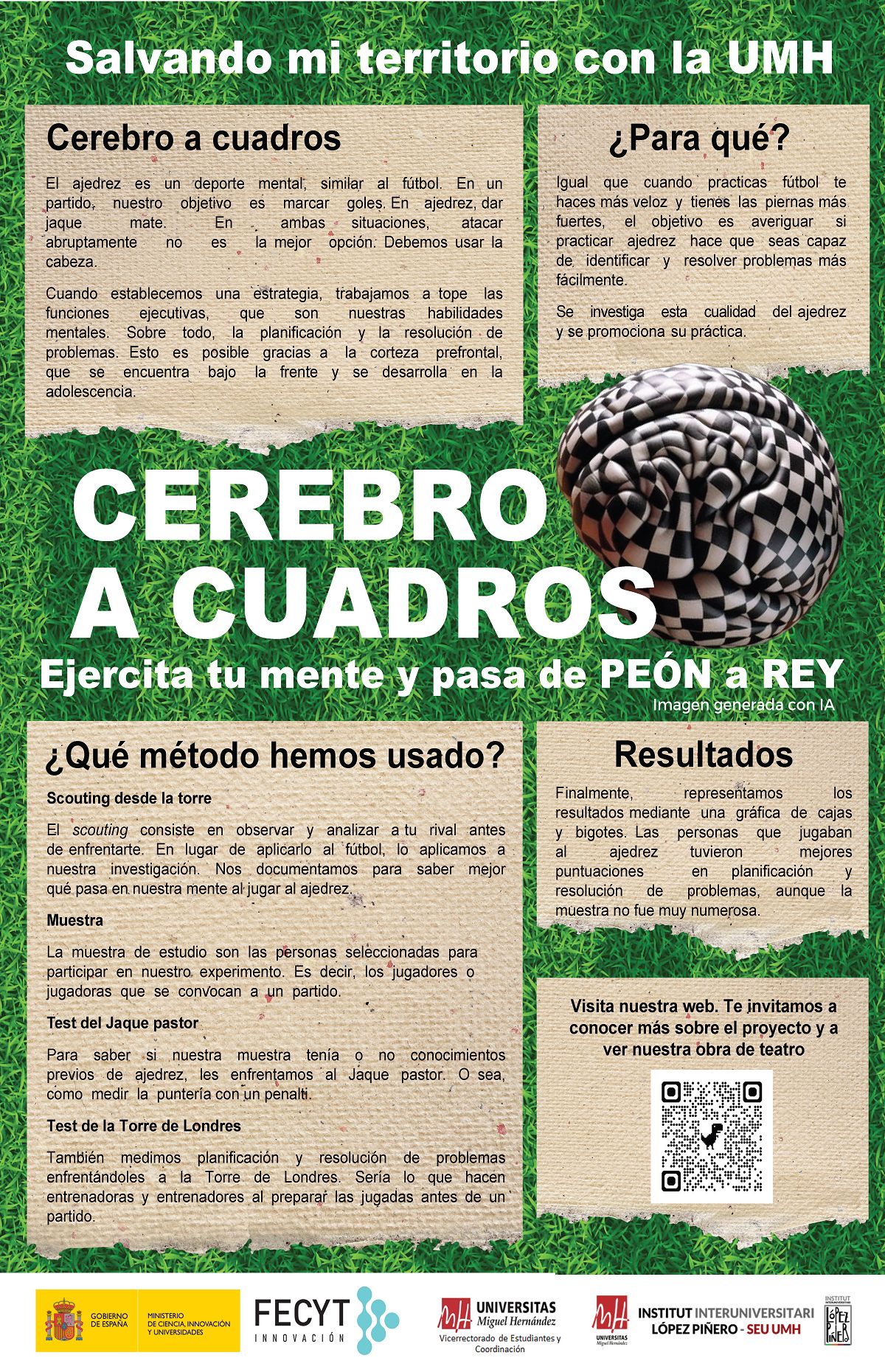 Póster divulgativo del proyecto de investigación Cerebro a cuadros