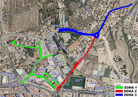 Mapa de las zonas que se van a asfaltar a partir de la próxima semana.