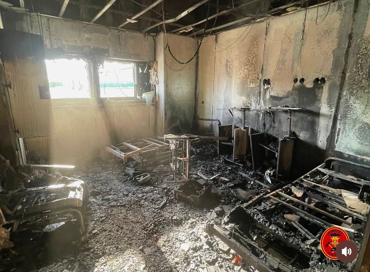 Estado de la habitación del hospital la Fe tras el incendio.
