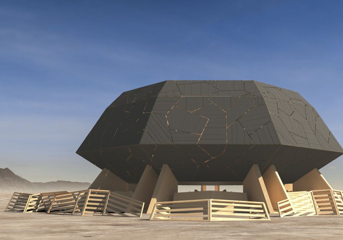 Diseño del templo que creará Miguel Arraiz en el festival de arte efímero Burning Man del desierto de Nevada.
