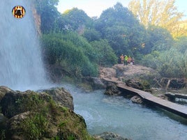 Lugar donde se lesió la mujer y donde fue rescatada por los efectivos de bomberos.