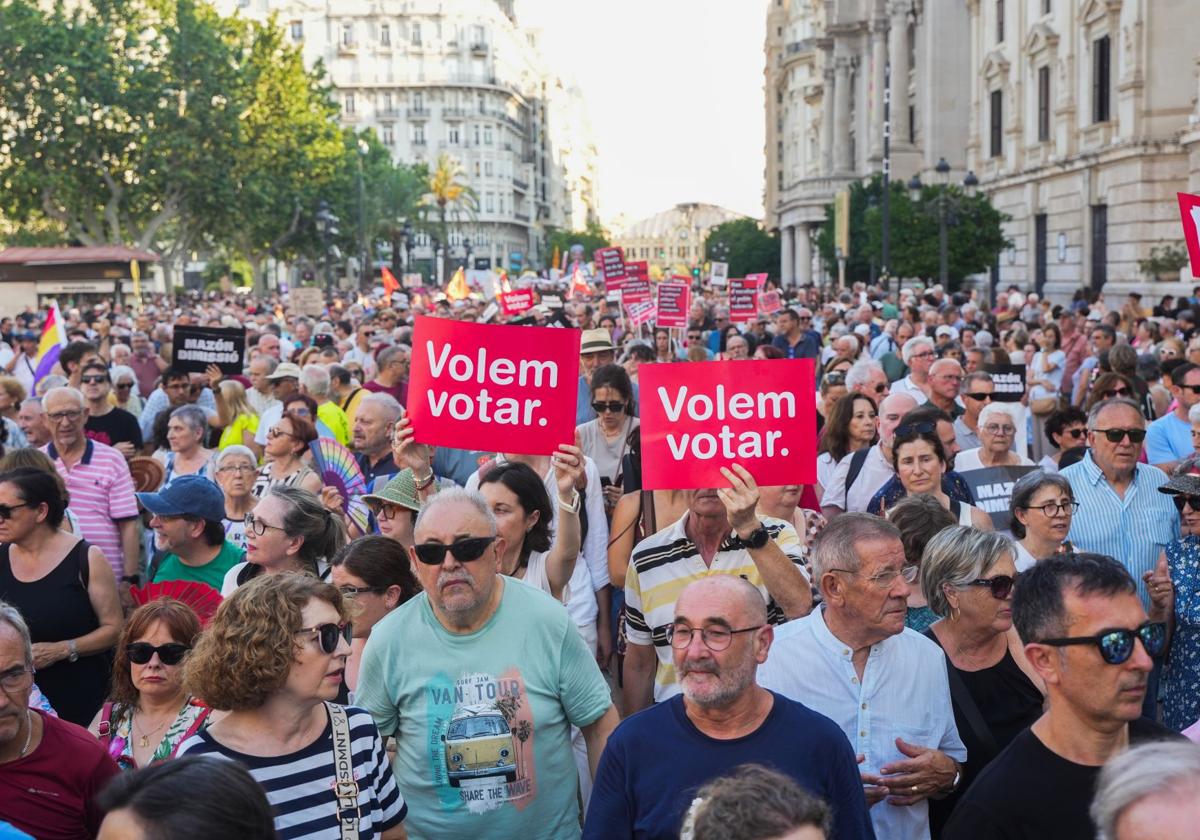 Manifestación de este domingo por la gestión de la dana en Valencia.