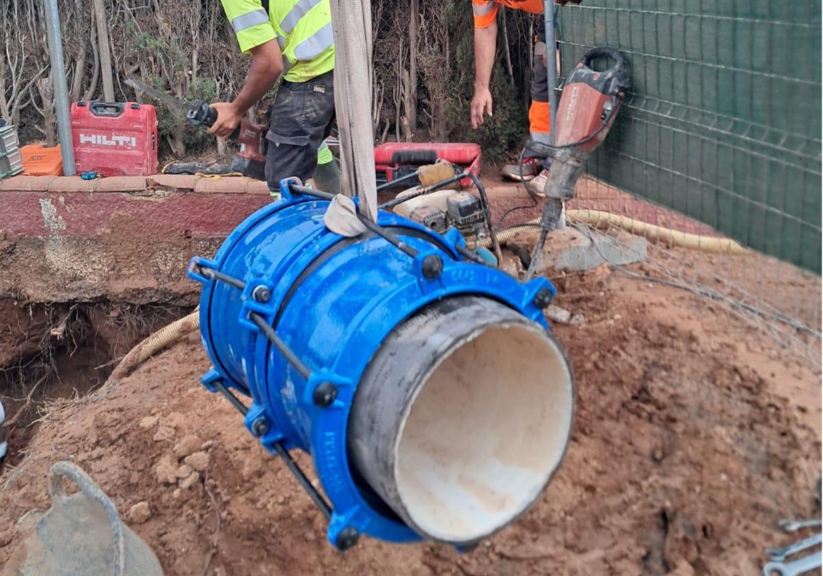 Tubería en la que se ha producido la incidencia en la red principal de agua.