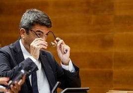 Carlos Mazón, este jueves en la sesión de control en Les Corts.