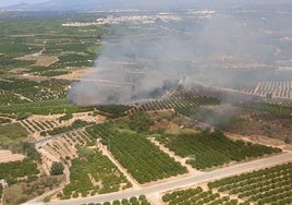 Imagen aérea del incendio forestal de Antella.