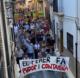Una de las anteriores manifestaciones por las calles de Llutxent.