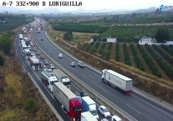 Atascos en la A-7 este miércoles, 9 de julio.