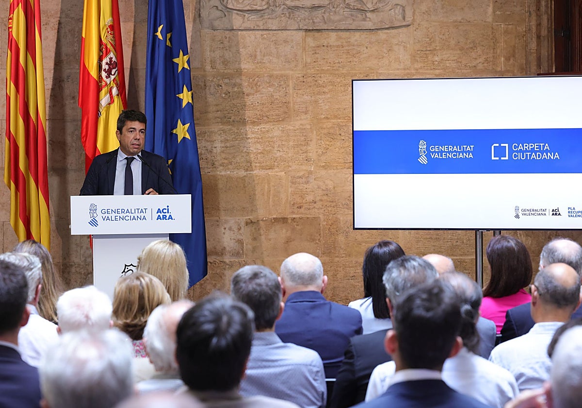 Carlos Mazón durante la presentación de la nueva herramienta.