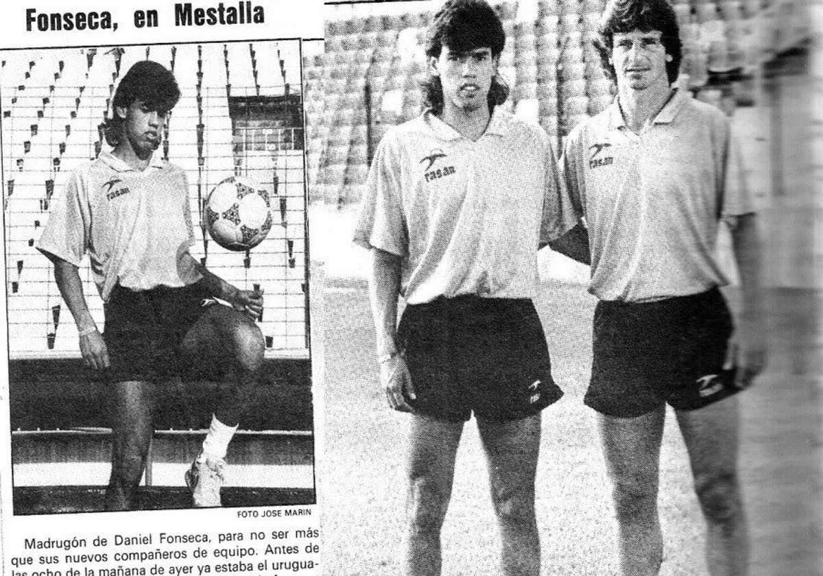 Recorte de periódico de Daniel Fonseca en su entrenamiento con el Valencia