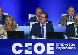Garamendi, presidente de la CEOE, durante la Asamblea General.