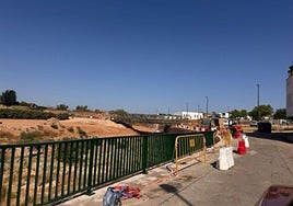 Colocación de la nueva barandilla.