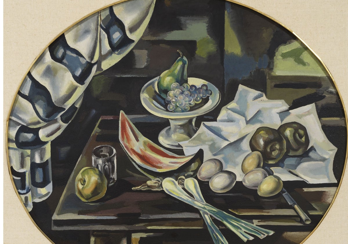 La obra de Marie Blanchard 'Bodegón oval-Naturaleza muerta con peras, 1925'.