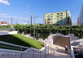 Figuración del paso inferior por debajo de las vías del tren entre Alfafar y Sedaví.