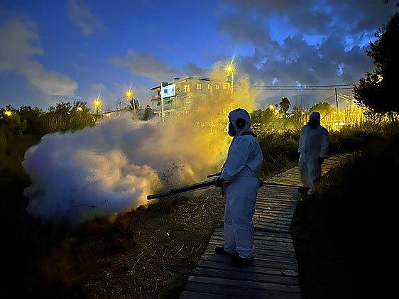 Labores de lucha contra los mosquitos.