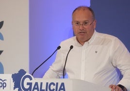El secretario general del PP, Miguel Tellado, durante la reunión de la junta directiva del PP de Galicia