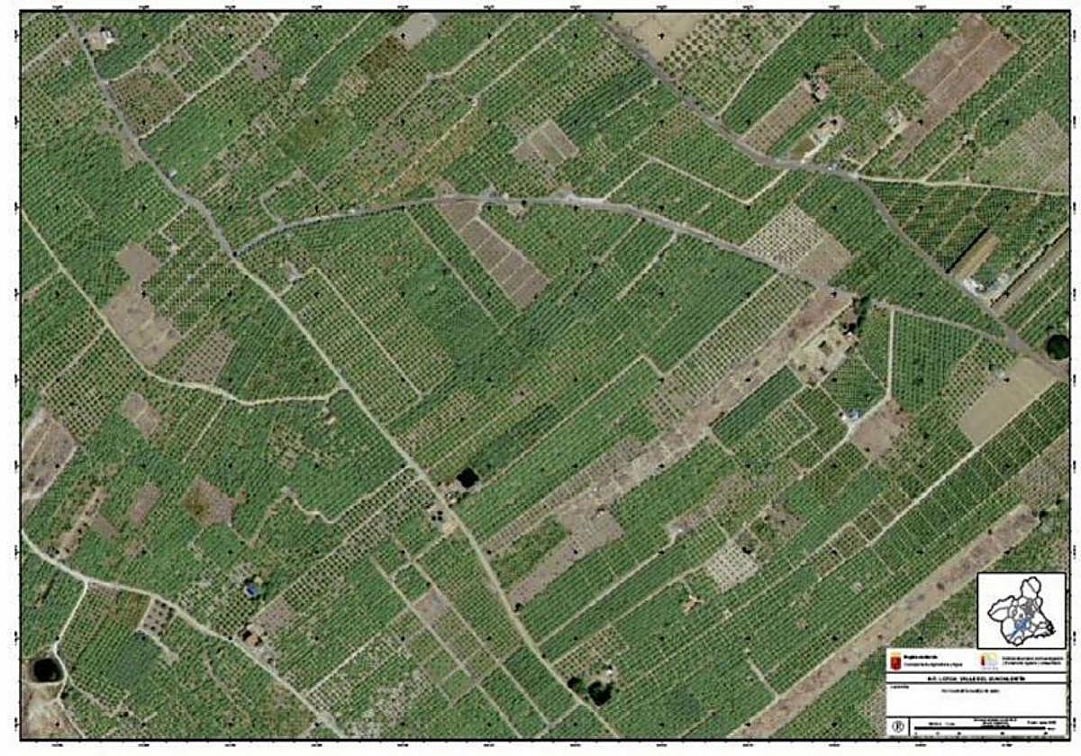 Imagen aérea de una zona agrícola valenciana con marcado minifundismo, cada vez menos viable.