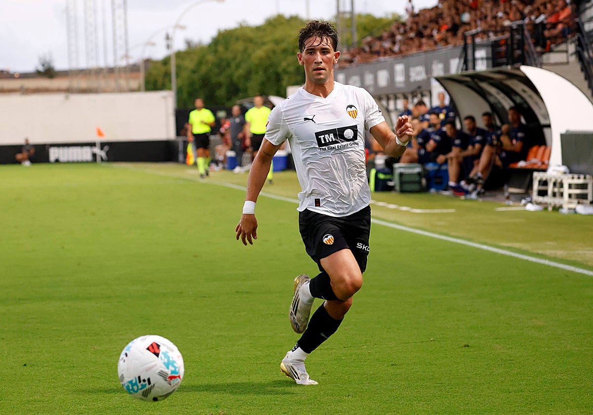 Jesús Vázquez, durante un partido de pretemporada del Valencia CF.