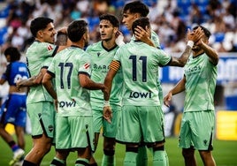 El Levante celebra el segundo gol de Lozano contra el Auxerre.