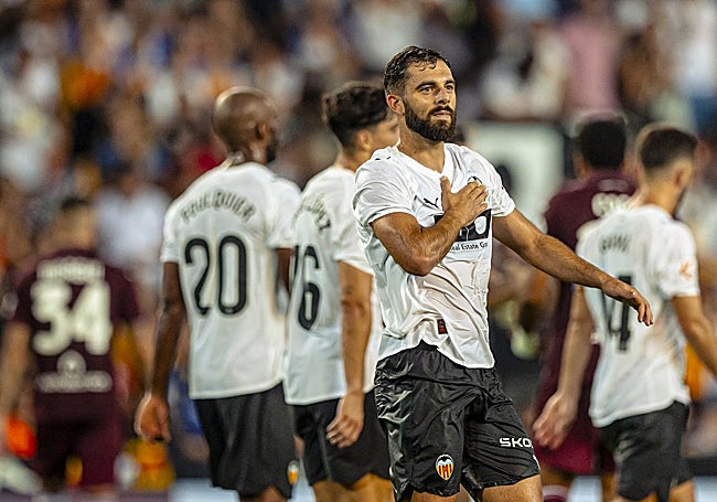 Luis Rioja, celebrando su gol ante el Torino.