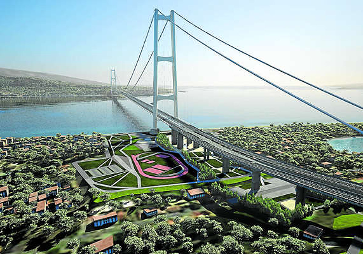 Proyección virtual de cómo será el puente sobre el estrecho de Mesina.
