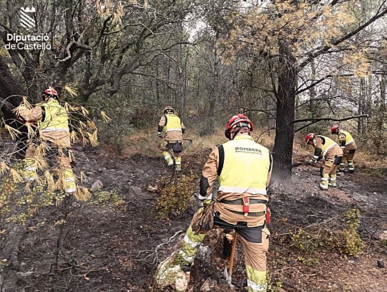 Imagen de uno de los incendios declarados ayer en la provincia de Castellón.