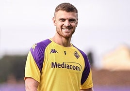 Lucas Beltrán, en un entrenamiento con la Fiorentina.