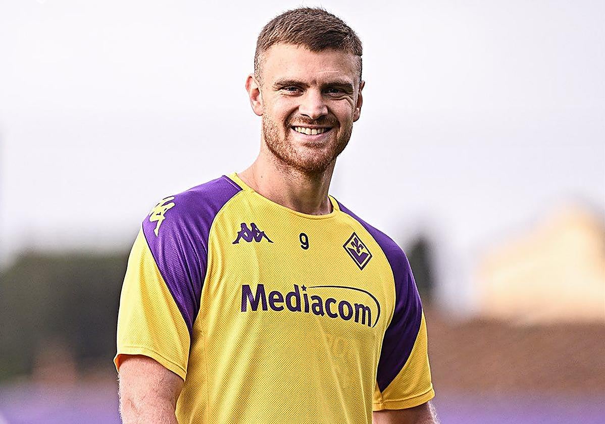 Lucas Beltrán, en un entrenamiento con la Fiorentina.